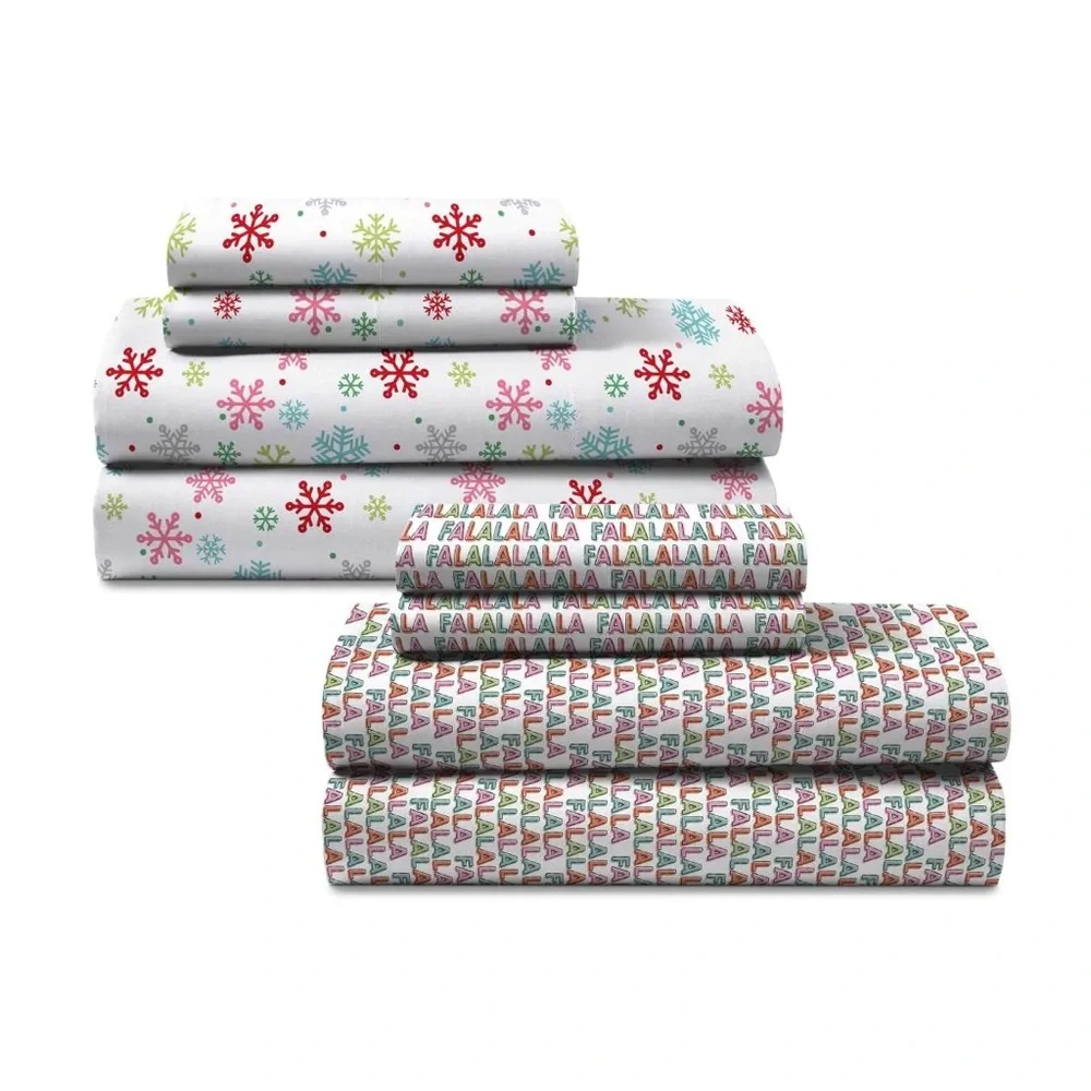 2 SETS XMAS SHEETS Two-Pack NEW Easy Living Holiday Microfiber Sheet Set - Picture 3 of 17